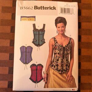 Butterick 5662 - Uncut - Making History - Sizes 6-14 - Boned Corsets with Lacing